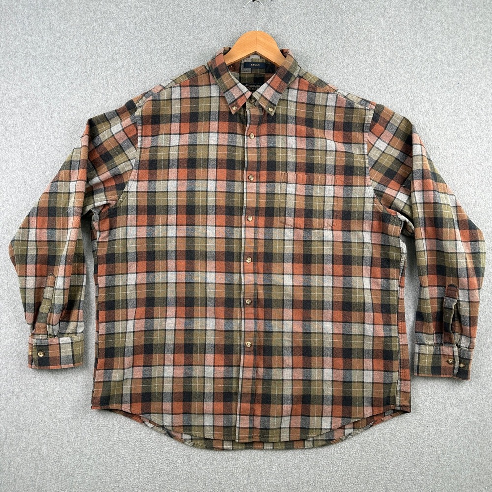Pendleton Button Up Mens XXL Brown Mason Plaid Flannel Long Sleeve Cotton Shirt